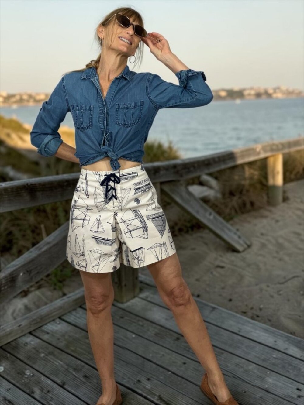 Tory Burch Adrift Skort Short 28 Navy Sea New Ivory Spinaker
